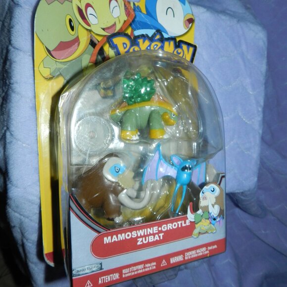 Pokemon Battle Figures 3 Pc Mamoswine, Grotle,Zubat 2009 SEALED🆕📦🏃🏻💨⚡ - Picture 2 of 15
